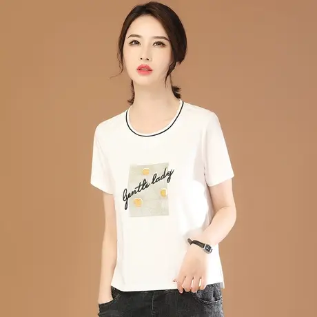 韩潮袭人圆领休闲印花短袖T恤女夏新款宽松百搭显瘦体恤衫上衣薄图片