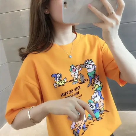 2023新款印花卡通短袖t恤女夏季圆领半袖上衣韩版百搭洋气体恤潮图片
