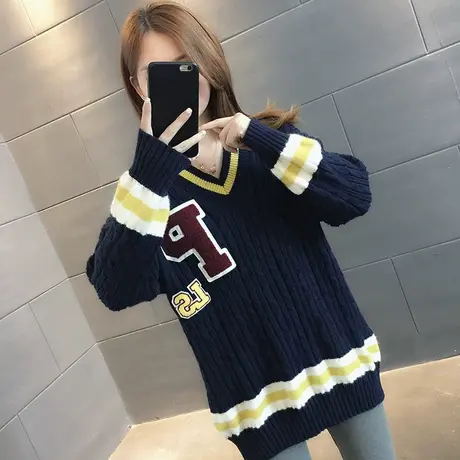 2023年新款春款春装女士春秋V领女士毛衣女装宽松外穿打底衫洋气图片