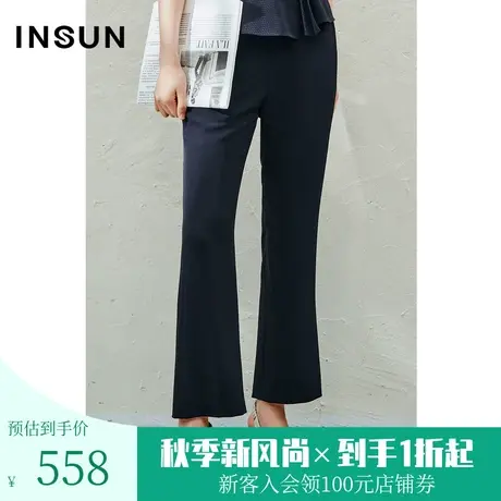 恩裳2023年夏款新款舒适挺括垂顺微喇裤简约气质女休闲裤商品大图