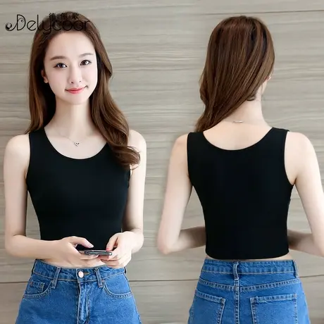 吊带背心女夏短款内搭T恤莫代尔打底上衣黑色露脐小衫半身纯色T恤商品大图