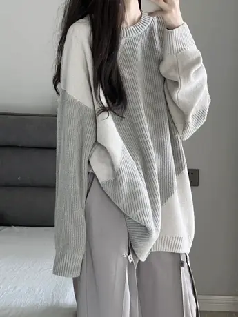 日系复古港味chic毛衣女秋冬宽松韩版小个子高级感上衣慵懒风外套商品大图