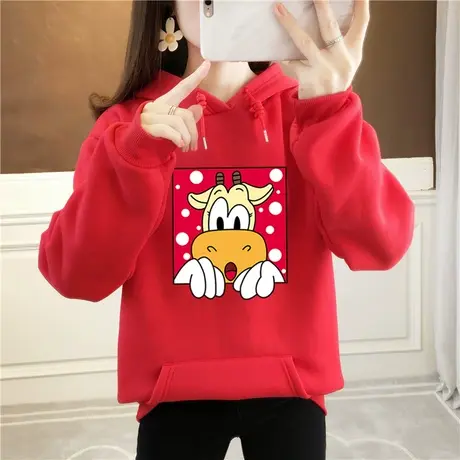 2023牛年卫衣加绒秋冬红色本命年衣服生肖新款男女情侣装年会活动图片