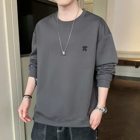 秋季男款秋装潮牌圆领T恤春秋款情侣装长袖卫衣秋天男装宽松上衣商品大图