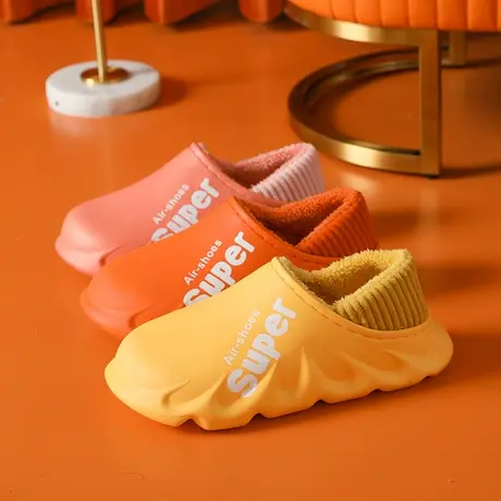 防水棉拖鞋女秋冬季室内包跟踩屎感家居防滑月子情侣棉拖鞋男冬天商品大图