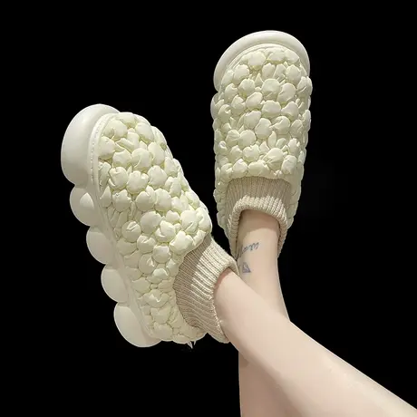 踩屎感新款冬季包跟棉拖鞋女室内居家可外穿保暖防滑泡芙毛绒棉鞋商品大图