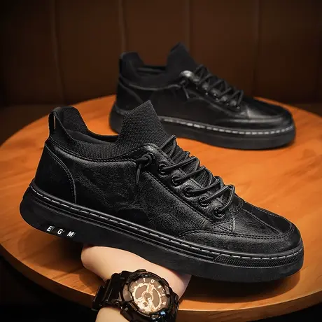 夏季雨鞋男潮厨师鞋防滑防水防油厨房上班工作黑色皮鞋时尚水鞋男商品大图