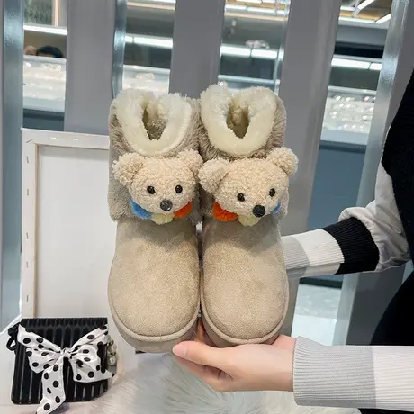 雪地靴短筒韩版百搭2023新款冬季卡通可爱学生加厚短靴女鞋子棉鞋图片