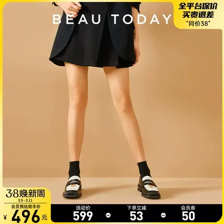 BeauToday厚底乐福鞋女2024新款BT秋季小皮鞋女英伦风平底单鞋女商品大图