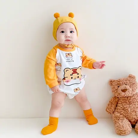 新生婴儿连体衣服夏季薄款套装纯棉空调睡衣宝宝夏装长袖哈衣爬服商品大图