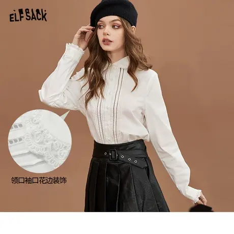 妖精的口袋法式白色衬衫女2022秋冬季新款内搭长袖叠穿小个子上衣商品大图