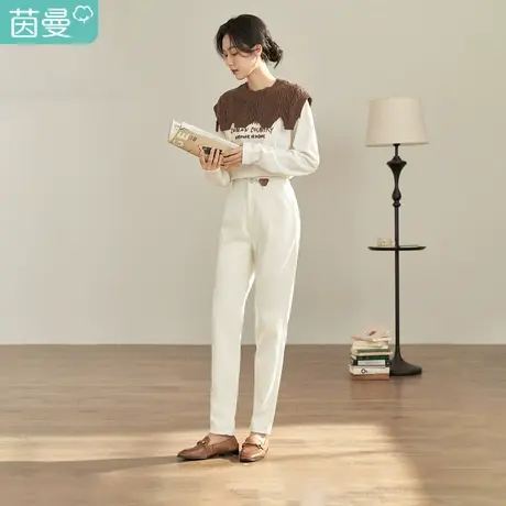 【商场同款】茵曼秋女装新款细致小三角哈伦裤型收胯显瘦长裤图片