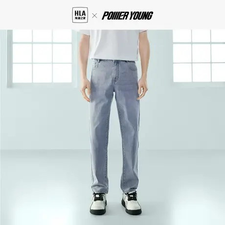 HLA/海澜之家POWER YOUNG牛仔裤2023秋季新直筒防水防污防油裤子商品大图