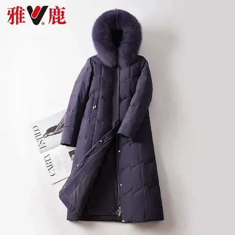 雅鹿大狐狸毛领羽绒服女中长款2022冬季新款休闲宽松时尚保暖外套商品大图