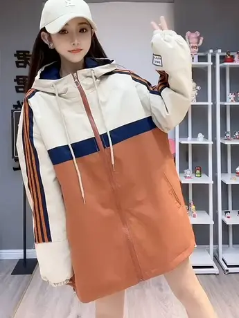 2023新款爆款外套女夏季连帽防晒衣高级感休闲运动拼色小个子上衣商品大图