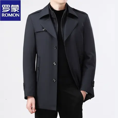 罗蒙白鸭绒可拆卸内胆羽绒服男士冬季商务休闲保暖风衣外套冬装图片