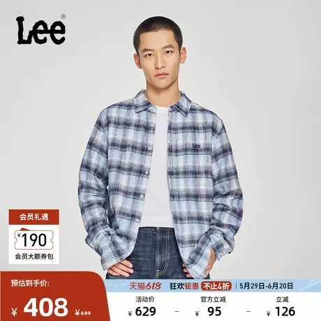 Lee商场同款25春夏新品舒适版翻领格纹男长袖衬衫潮LMT010004207图片