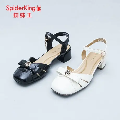 SPIDER KING/蜘蛛王女凉鞋真皮2025夏商场新款包头一字带中空粗跟图片
