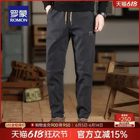 罗蒙男士松紧腰休闲裤2025春季新款时尚工装弹力宽松束脚裤长裤男商品大图