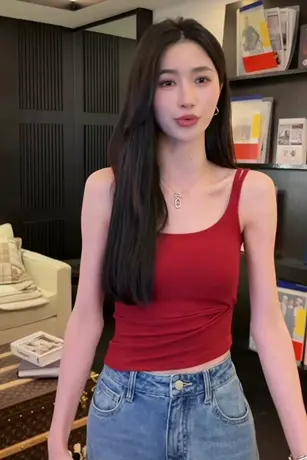 红色无袖针织背心吊带女夏季必入自带胸垫多色百搭内搭打底衫上衣图片
