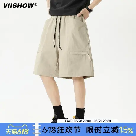 VIISHOW2025年夏季新品运动五分裤男女潮牌宽松阔腿休闲百搭短裤商品大图