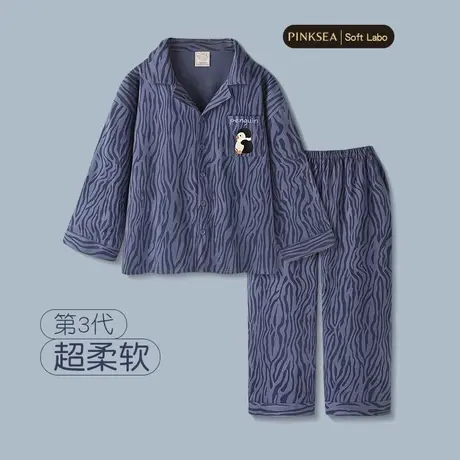 睡衣男款2025新款春秋纯棉大码长袖长裤套装可外穿企鹅男士家居服图片