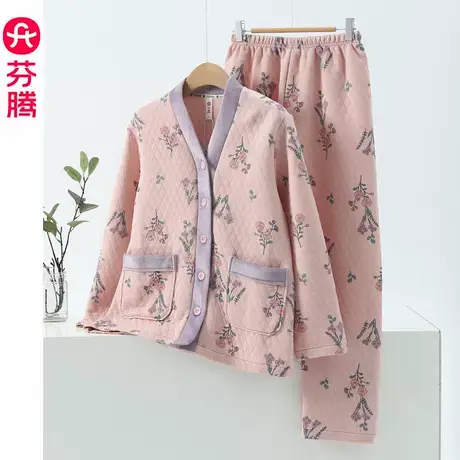 芬腾日系空气棉睡衣女士纯棉冬季夹层甜美卡通加厚学生休闲家居服商品大图