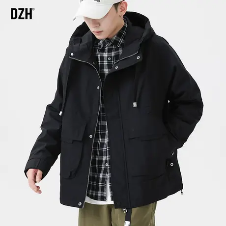 男士黑色外套男春秋款潮牌连帽夹克男装冲锋衣美式机能风情侣上衣商品大图