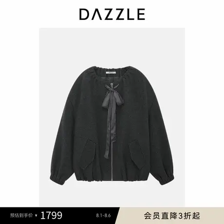 DAZZLE 地素奥莱大衣深灰色抽皱双面呢大衣商品大图