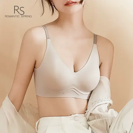 浪漫春天无钢圈背心文胸上托聚拢收副乳简约纯色女士内衣图片