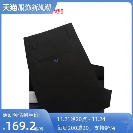 红邦创衣 2023春秋休闲裤子男弹力藏蓝色商务裤棉氨直筒休闲收脚商品大图