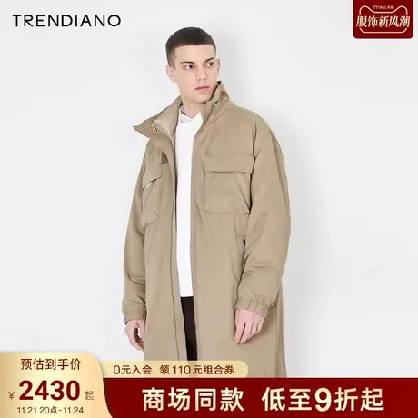 TRENDIANO官方大口袋立领廓形羽绒服中长款男潮2023新款冬季图片