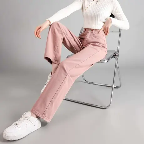 时尚百搭直筒牛仔裤女士2023年冬季新款休闲显瘦通勤裤子商品大图