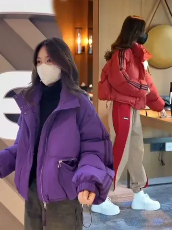炸街网红爆款2023冬季新款短款韩版洋气面包服设计感羽绒服外套潮图片