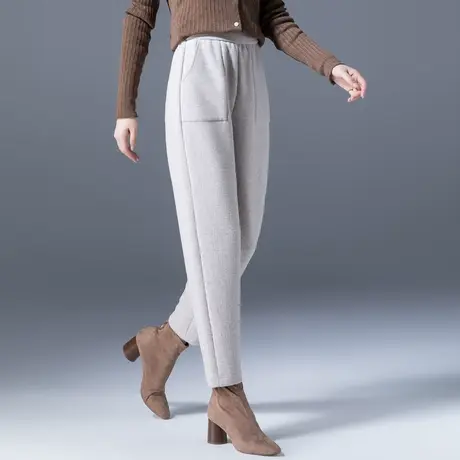 毛呢裤萝卜裤女秋冬加厚女裤九分冬季新款妈妈休闲羊毛裤子哈伦裤商品大图