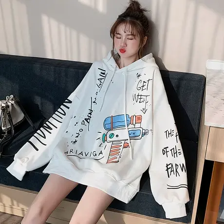 连帽卫衣女2023新款秋冬设计感小众宽松韩版加绒加厚oversize外套图片