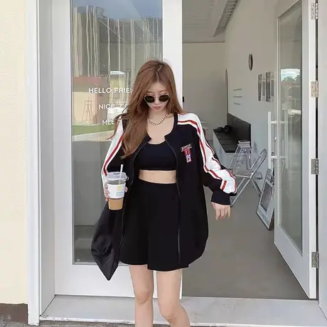 oversize运动休闲外套女早春秋百搭韩版宽松bf慵懒风中长款棒球服图片