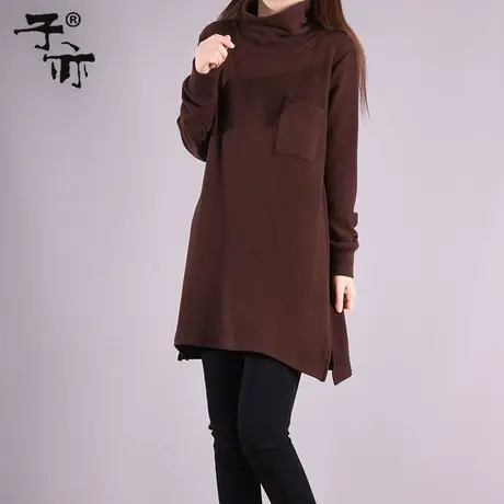 子亦冬装新款通勤宽松显瘦德绒气质柔软堆领长袖打底衣女冬商品大图