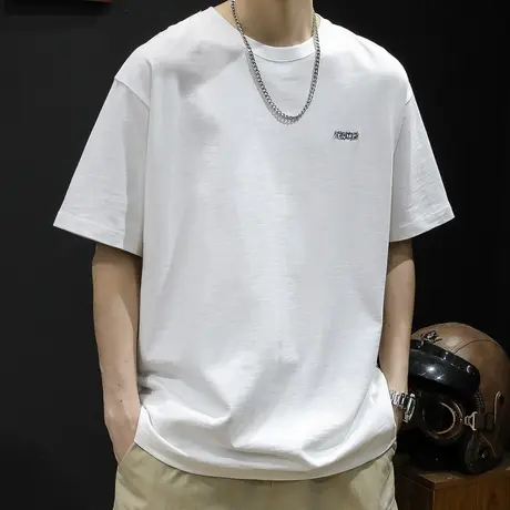 重磅300g短袖t恤男士夏季宽松大码男装潮牌24新款体恤男款竹节棉商品大图