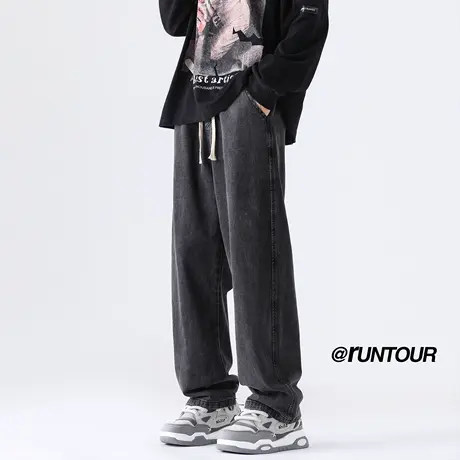 直筒牛仔裤男款夏季薄款男士美式潮牌高街复古宽松阔腿长裤子男生商品大图