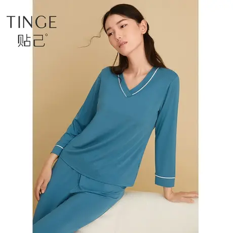 TINGE带胸垫睡衣女夏季冰丝薄款凉感防凸点短袖家居服可外穿套装商品大图