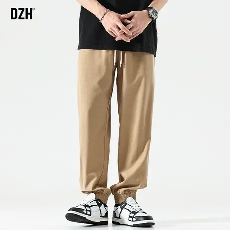 男士卡其色冰丝裤子男夏季薄款潮牌男裤2023新款宽松束脚裤速干裤商品大图