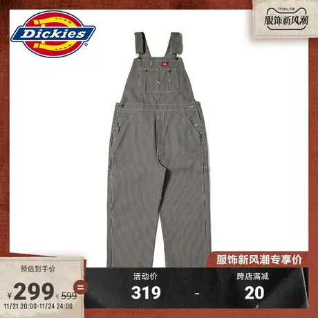 Dickies商场同款23秋冬 工装风条纹背带连体裤图片