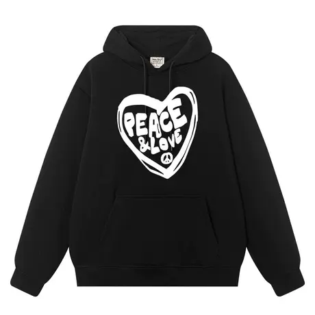 秀洛peace and love 反战印花连帽卫衣男衣服街头休闲宽松上衣潮图片