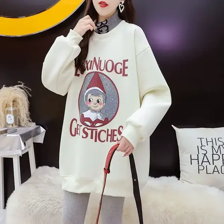 韩版慵懒风加绒卫衣女2024年春季新款时尚洋气减龄时尚设计感上衣图片