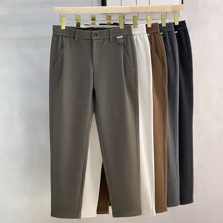 单折男士毛呢九分商务休闲西裤秋冬韩版潮流重磅直筒加厚呢子长裤商品大图