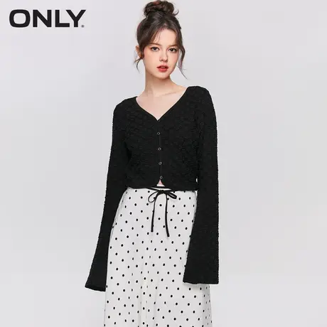 ONLY奥莱2023夏季新款时尚肌理感系带V领长袖开衫T恤女商品大图