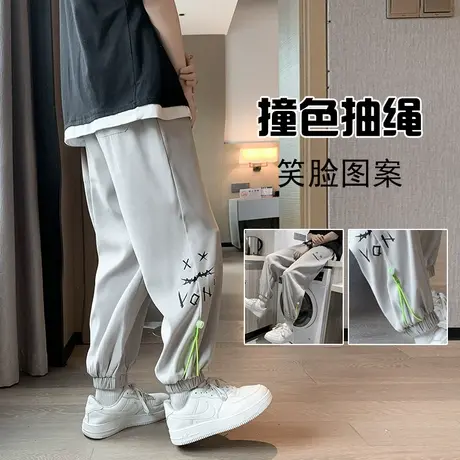 裤子男潮流ins秋季薄款工装韩版宽松束脚青年潮牌休闲运动长裤男商品大图