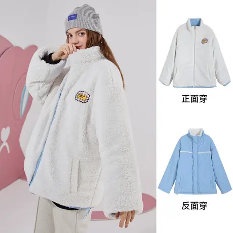 a02春款2024年两面穿仿羊羔毛韩版宽松小众面包服潮女式棉衣图片