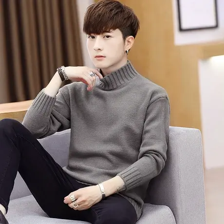 毛衣男士冬季2023新款韩版潮流加绒加厚半高领秋冬装打底针织衫线商品大图